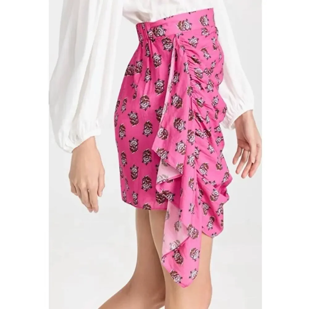 NWT RHODE Hannah Skirt in Marigold Flower/Hot Pink SZ S